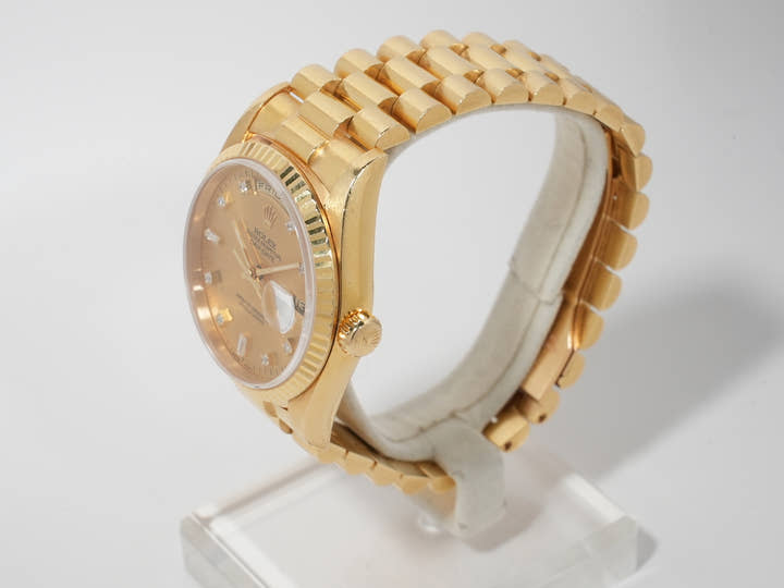 ロレックス デイデイト36 Ref.18238A イエローゴールド シャンパンx10Pダイヤ文字盤 中古 q9eppsns