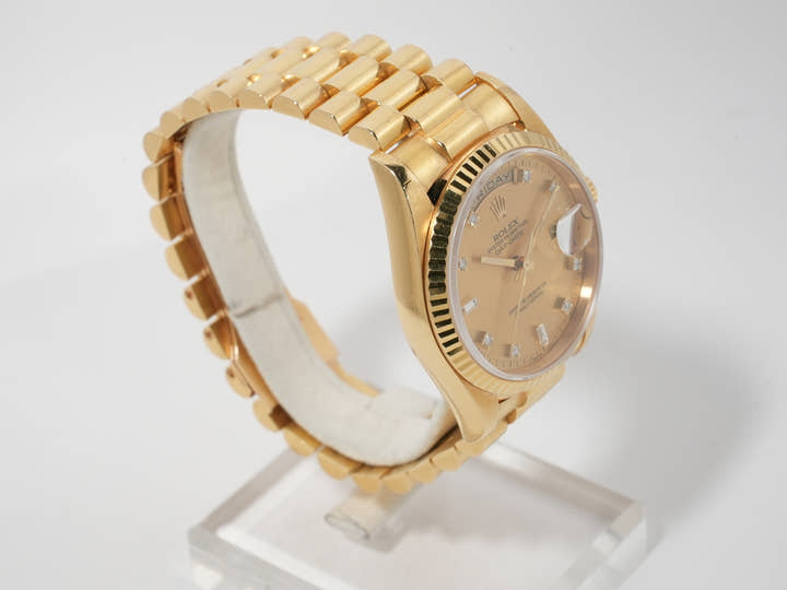 ロレックス デイデイト36 Ref.18238A イエローゴールド シャンパンx10Pダイヤ文字盤 中古 q9eppsns