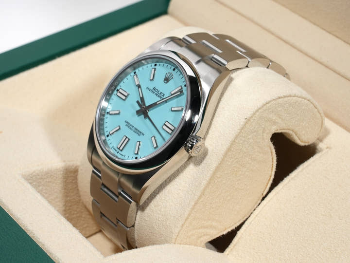 ロレックス オイスターパーペチュアル41 Ref.124300 ステンレススチール ターコイズ文字盤 美品 wycqiz63