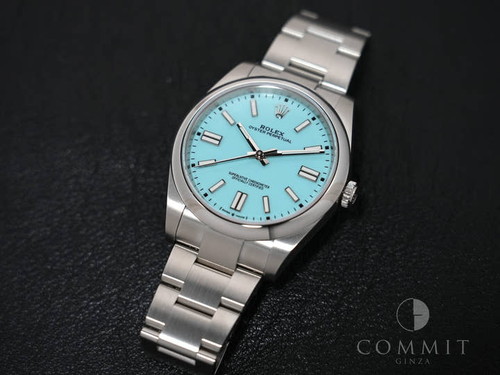 ロレックス オイスターパーペチュアル41 Ref.124300 ステンレススチール ターコイズ文字盤 美品 wycqiz63