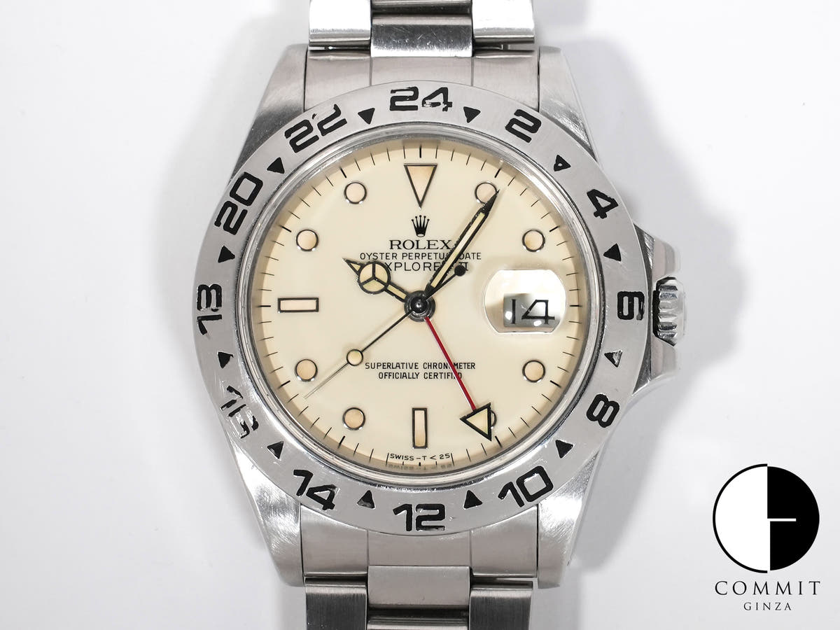 ロレックス エクスプローラーII Ref.16550 ステンレススチール アイボリー文字盤 オイスターブレスレット 中古 7df6agge