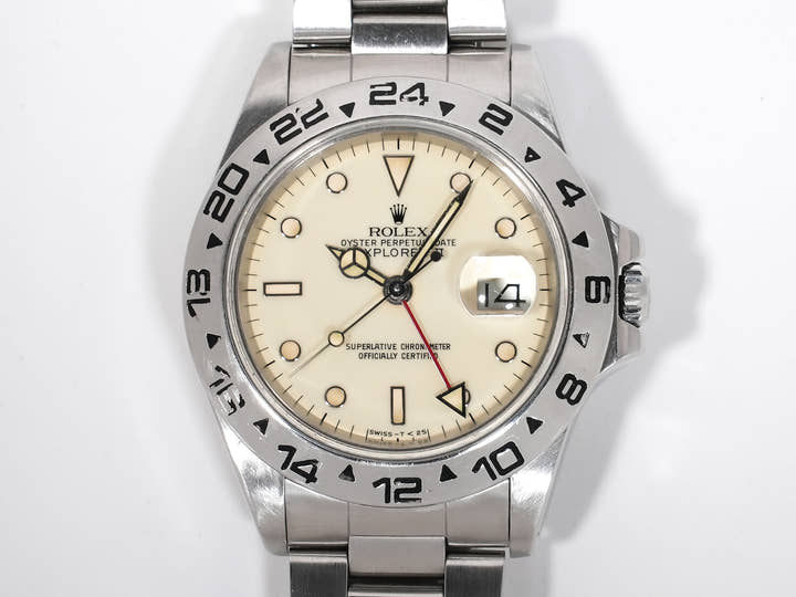 ロレックス エクスプローラーII Ref.16550 ステンレススチール アイボリー文字盤 オイスターブレスレット 中古 7df6agge