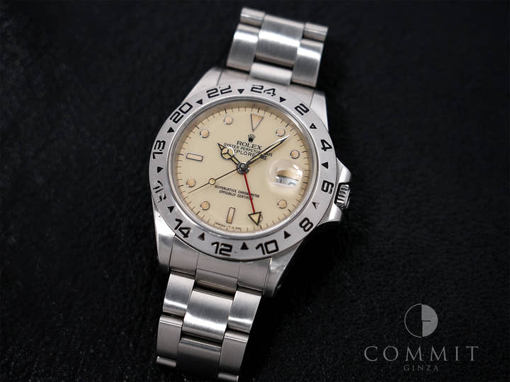 ロレックス エクスプローラーII Ref.16550 ステンレススチール アイボリー文字盤 オイスターブレスレット 中古 7df6agge