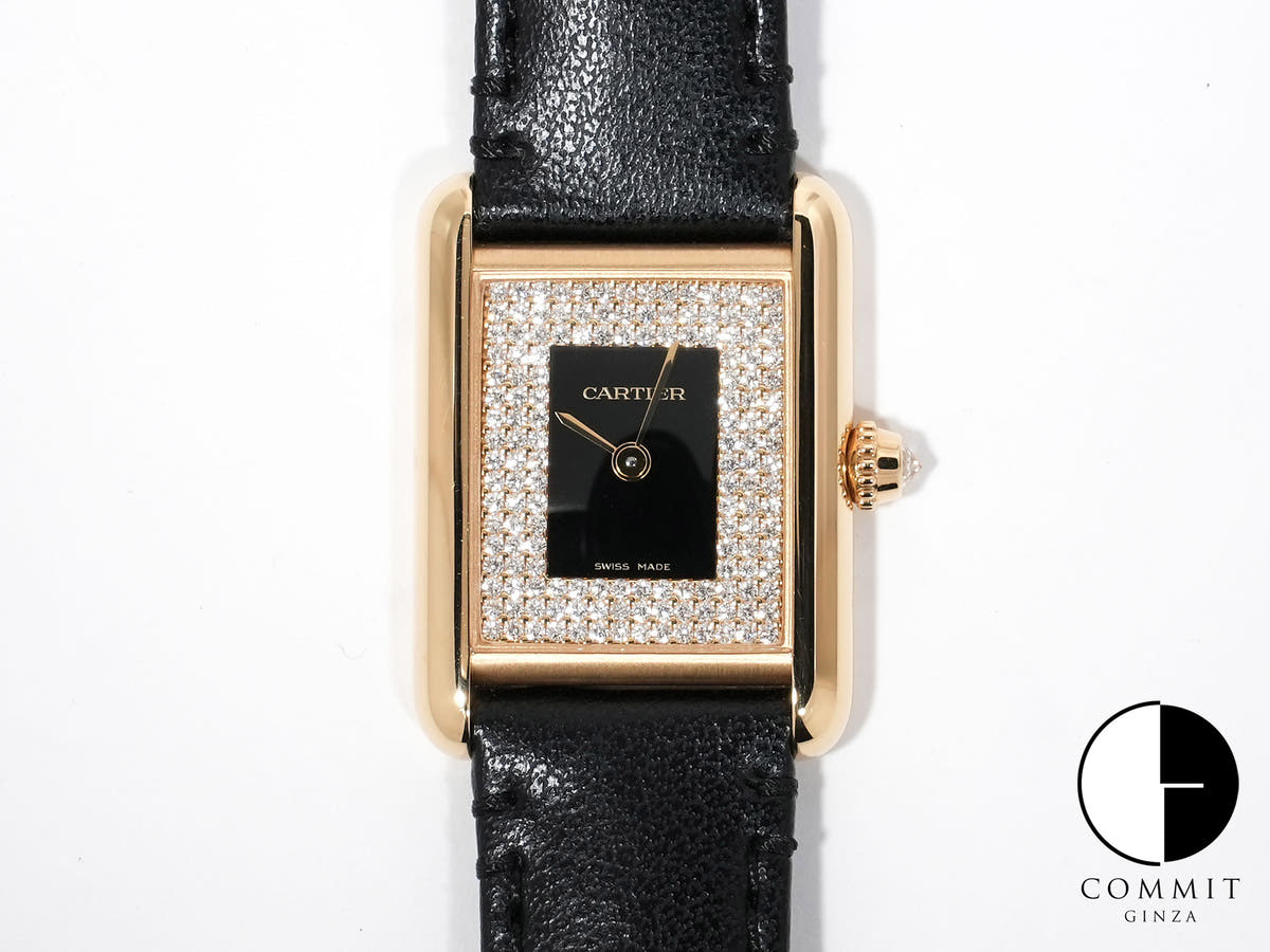 カルティエ タンク ルイ カルティエ SM Ref.WGTA0269 イエローゴールド ブラック×パヴェダイヤ文字盤 美中古 fjwhup5c