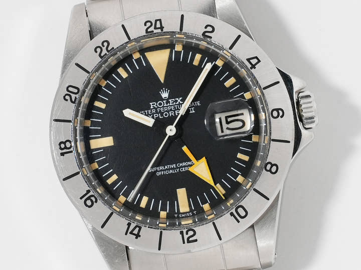 ロレックス エクスプローラーII Ref.1655 ステンレススチール ブラック文字盤 オイスターブレスレット 中古 vxqr6ybc