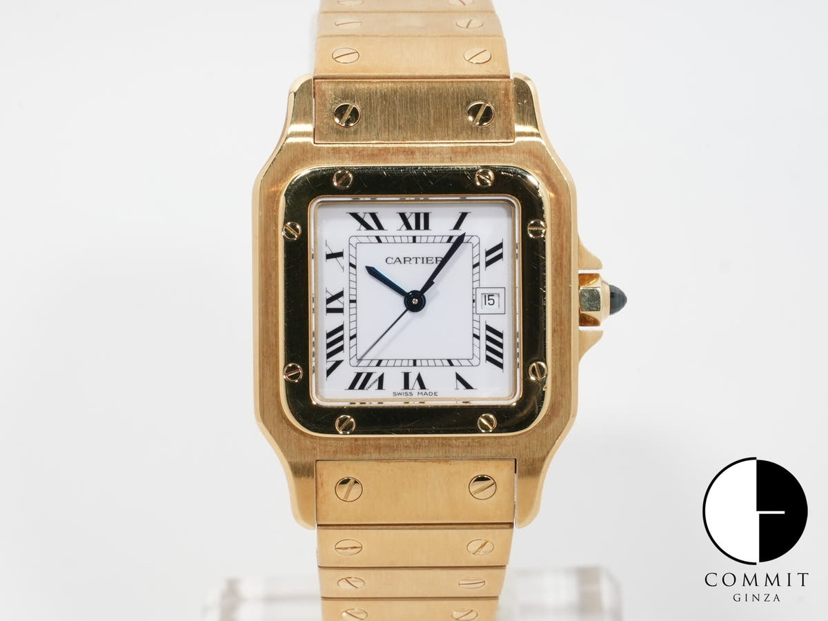 カルティエ サントス ガルべ LM Ref.2960 イエローゴールド ホワイト文字盤 中古 newt4q6z
