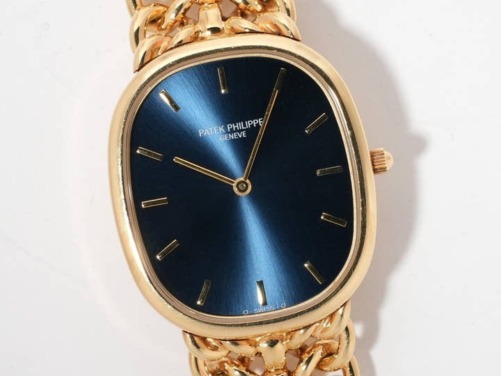パテックフィリップ ゴールデンエリプス Ref.3738/119 イエローゴールド ブルー文字盤 中古 mf9u2rfp