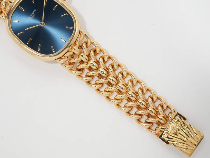 パテックフィリップ ゴールデンエリプス Ref.3738/119 イエローゴールド ブルー文字盤 中古 mf9u2rfp