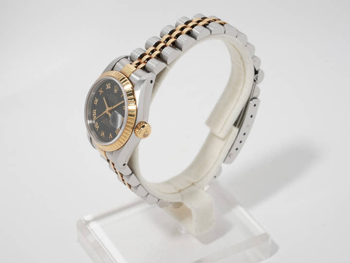 ロレックス デイトジャスト TIFFANY&CO. Ref.69173 ステンレススチール/イエローゴールド ブラックピラミッドローマン文字盤 ジュビリーブレスレット 中古 eou9xf7h