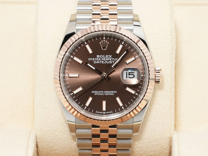 ロレックス デイトジャスト36 Ref.126231 ステンレススチール/エバーローズゴールド チョコレート文字盤 ジュビリーブレスレット 美品 5jg5n3vs