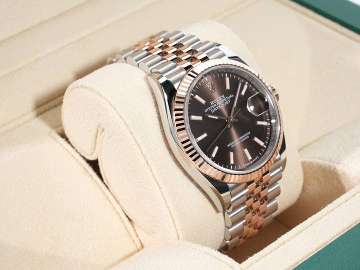 ロレックス デイトジャスト36 Ref.126231 ステンレススチール/エバーローズゴールド チョコレート文字盤 ジュビリーブレスレット 美品 5jg5n3vs