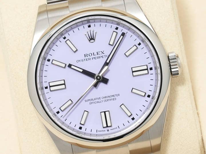 ロレックス オイスターパーペチュアル41 Ref.134300 ステンレススチール ラベンダー文字盤 未使用 9c6keerf