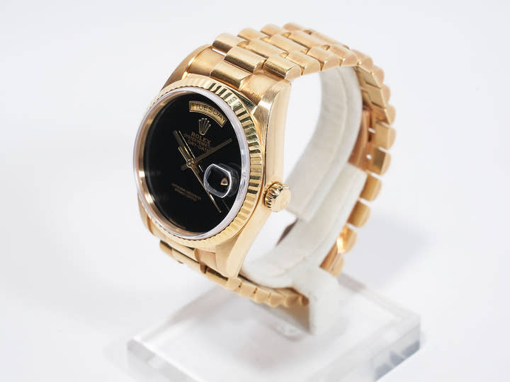 ロレックス デイデイト36 Ref.18038 イエローゴールド オニキス文字盤 中古 s8kh6b34
