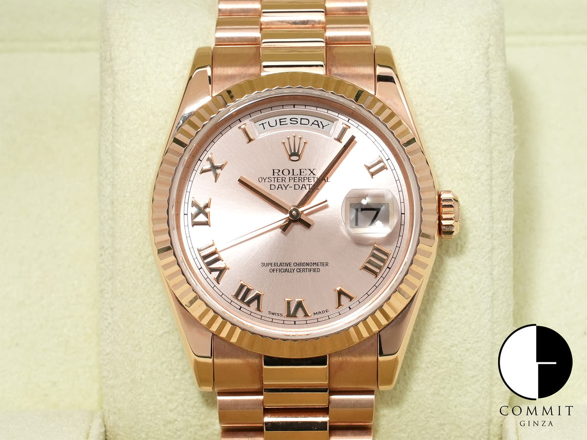 ロレックス デイデイト Ref.118235 ピンクゴールド ピンクローマン文字盤 中古 i2qga2ev