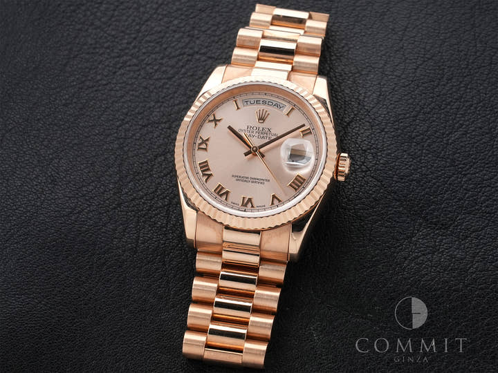 ロレックス デイデイト Ref.118235 ピンクゴールド ピンクローマン文字盤 中古 i2qga2ev