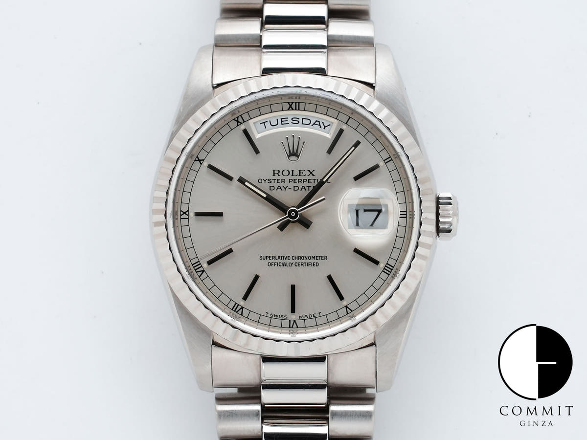 Rolex Day-Date 36 Ref. 18239 White Gold Silver Dial Used mks8p8yy