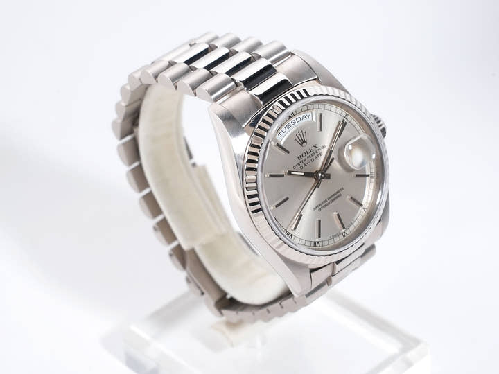 Rolex Day-Date 36 Ref. 18239 White Gold Silver Dial Used mks8p8yy