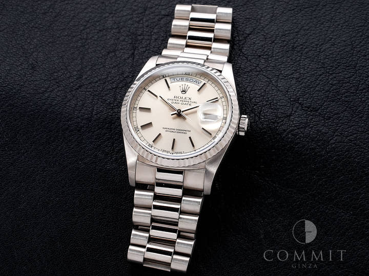 Rolex Day-Date 36 Ref. 18239 White Gold Silver Dial Used mks8p8yy