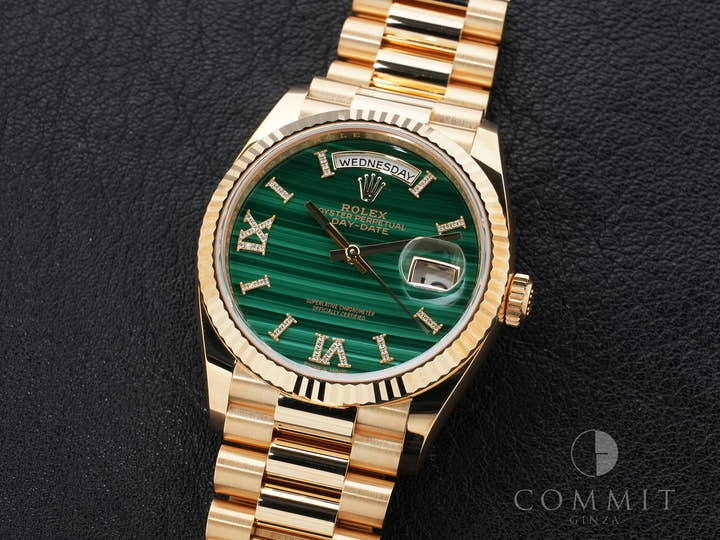 ロレックス デイデイト36 Ref.128238 イエローゴールド マラカイト文字盤 美品 ngwzzfc8