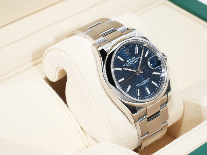 ロレックス デイトジャスト36 Ref.126200 ステンレススチール ブルー フルーテッドモチーフ文字盤 オイスターブレスレット 美中古 b9dsytet