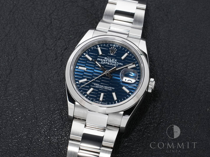 ロレックス デイトジャスト36 Ref.126200 ステンレススチール ブルー フルーテッドモチーフ文字盤 オイスターブレスレット 美中古 b9dsytet