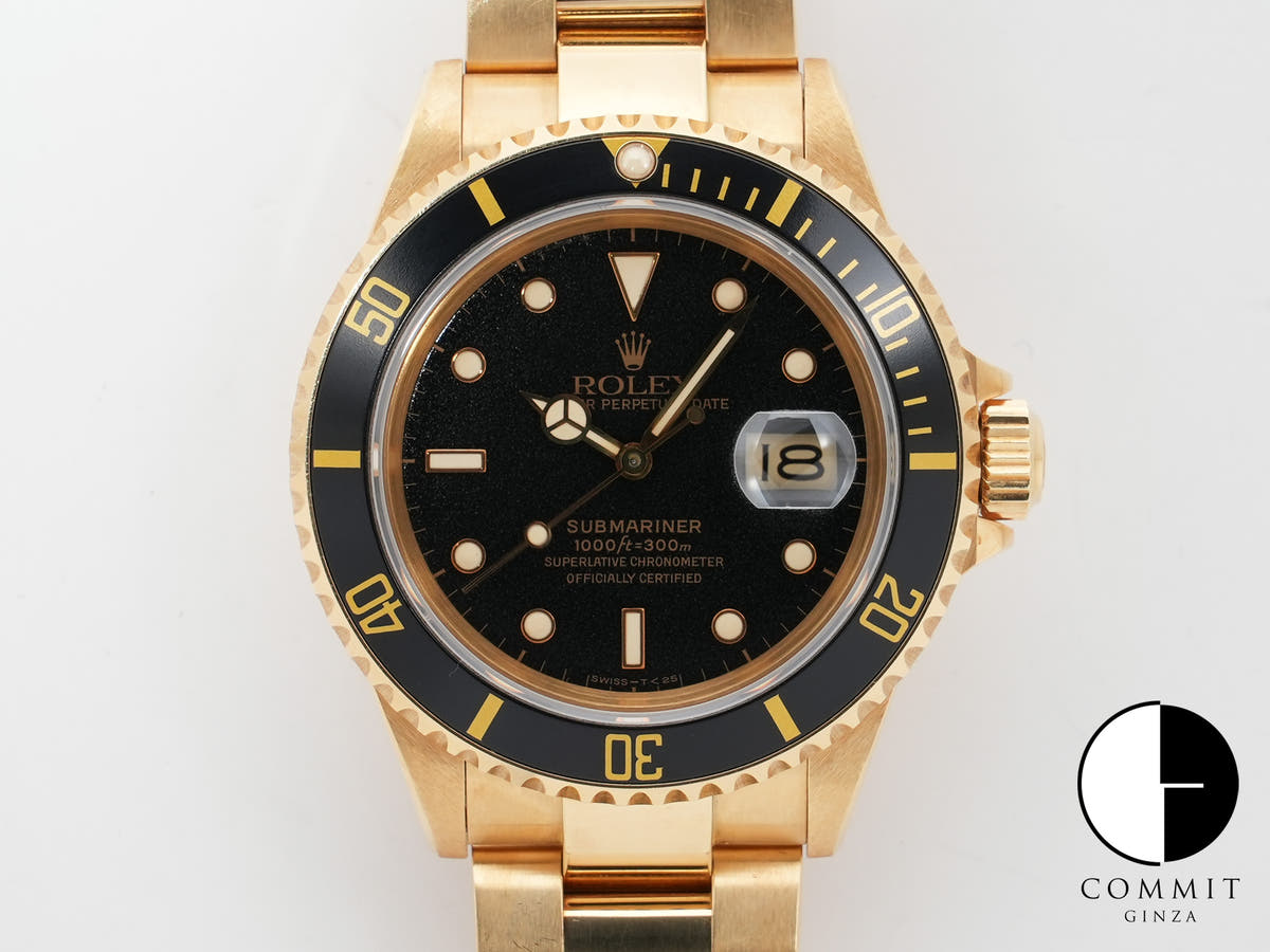 ロレックス サブマリーナー デイト Ref.16618 イエローゴールド ブラック文字盤 中古 eq4q4726