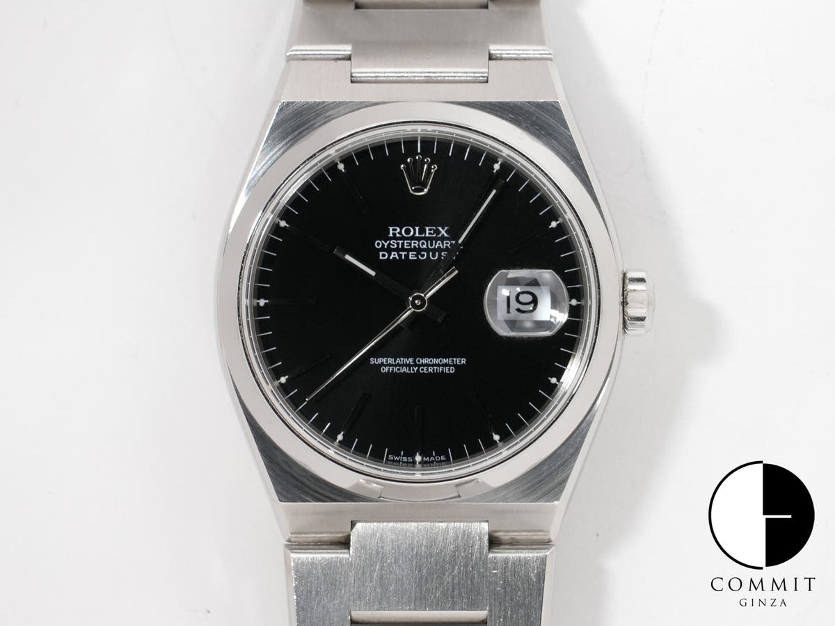 ロレックス デイトジャスト オイスタークォーツ Ref.17000 ステンレススチール ブラック文字盤 オイスターブレスレット 中古 efqa8wce