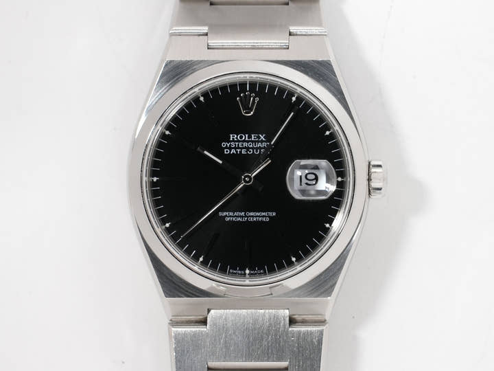 ロレックス デイトジャスト オイスタークォーツ Ref.17000 ステンレススチール ブラック文字盤 オイスターブレスレット 中古 efqa8wce