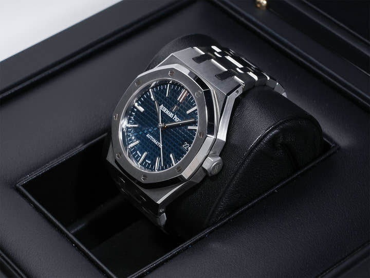 オーデマピゲ ロイヤルオーク Ref.15450ST.OO.1256ST.03 ステンレススチール ブルー文字盤 美中古 f5y3qzog