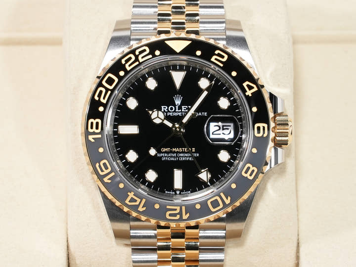 ロレックス GMTマスターII Ref.126713GRNR ステンレススチール/イエローゴールド ブラック文字盤 ジュビリーブレスレット 未使用 ypm24a8d
