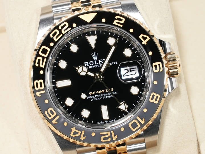 ロレックス GMTマスターII Ref.126713GRNR ステンレススチール/イエローゴールド ブラック文字盤 ジュビリーブレスレット 未使用 ypm24a8d