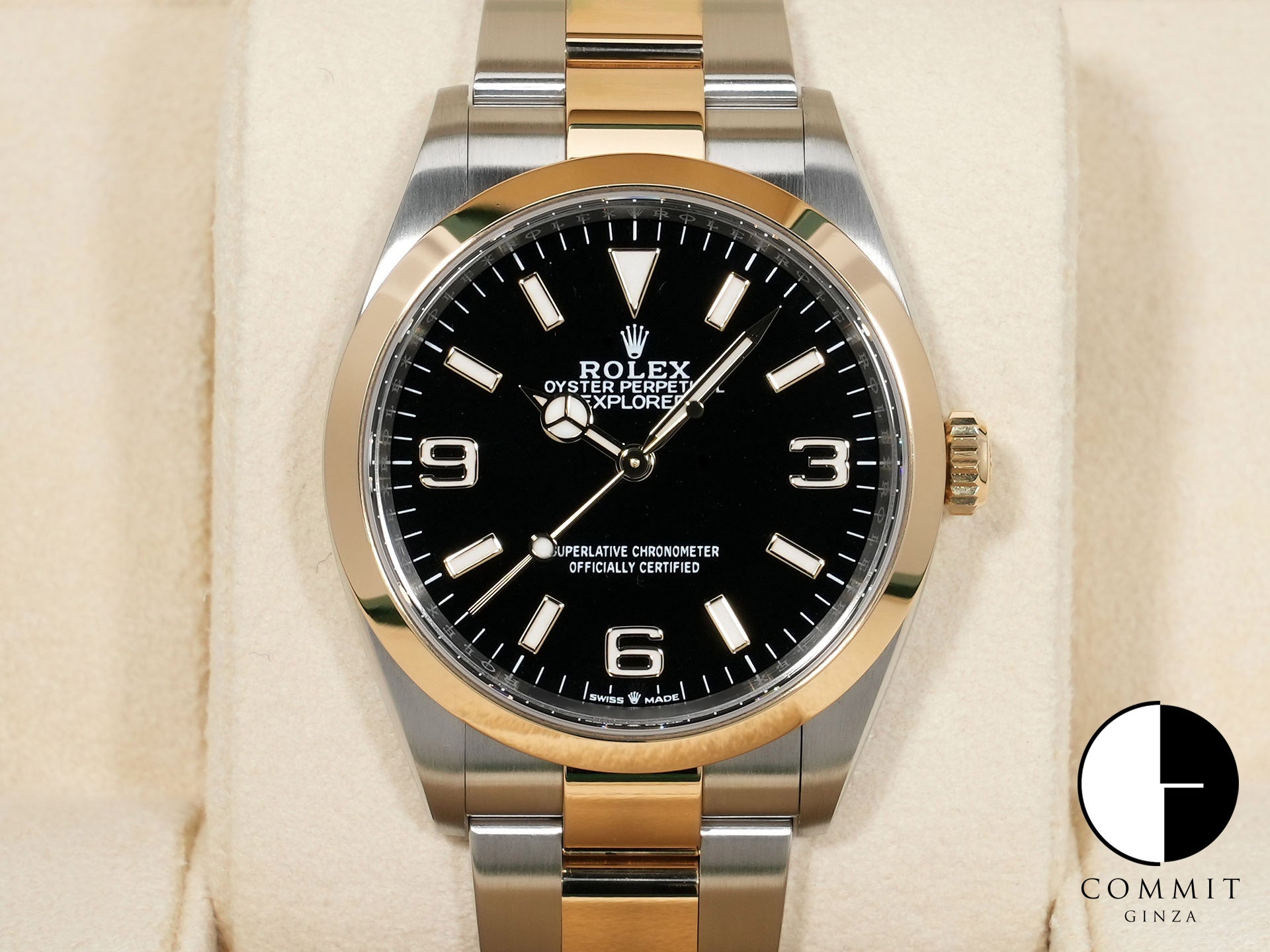 ロレックス エクスプローラー36 Ref.124273 ステンレススチール/イエローゴールド ブラック文字盤 オイスターブレスレット 美品 57zzmsyo