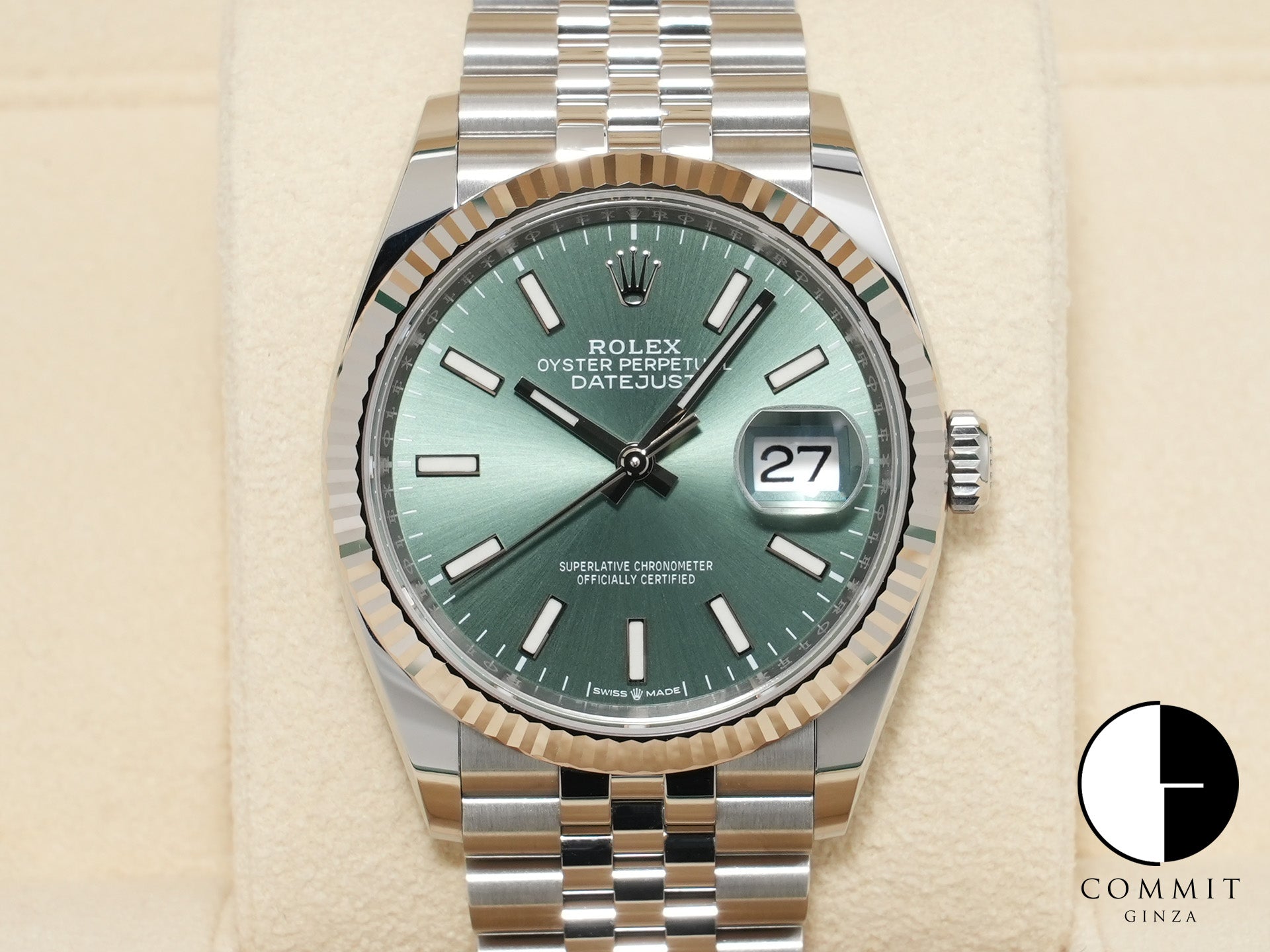 ロレックス デイトジャスト36 Ref.126234 ステンレススチール/ホワイトゴールド ミントグリーン文字盤 ジュビリーブレスレット 美中古 gxb5poap