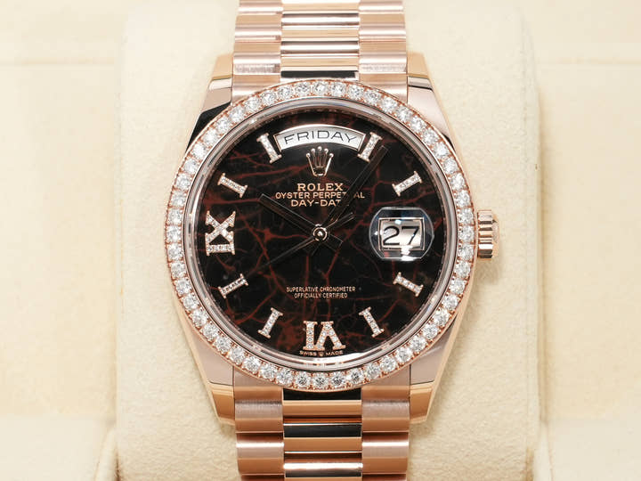 ロレックス デイデイト36 Ref.128345RBR エバーローズゴールド アイゼンキーゼル文字盤 未使用 LP6JCLAC