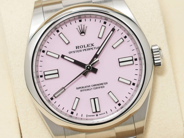 ロレックス オイスターパーペチュアル41 Ref.134300 ステンレススチール キャンディピンク文字盤 未使用 mmmh4xce