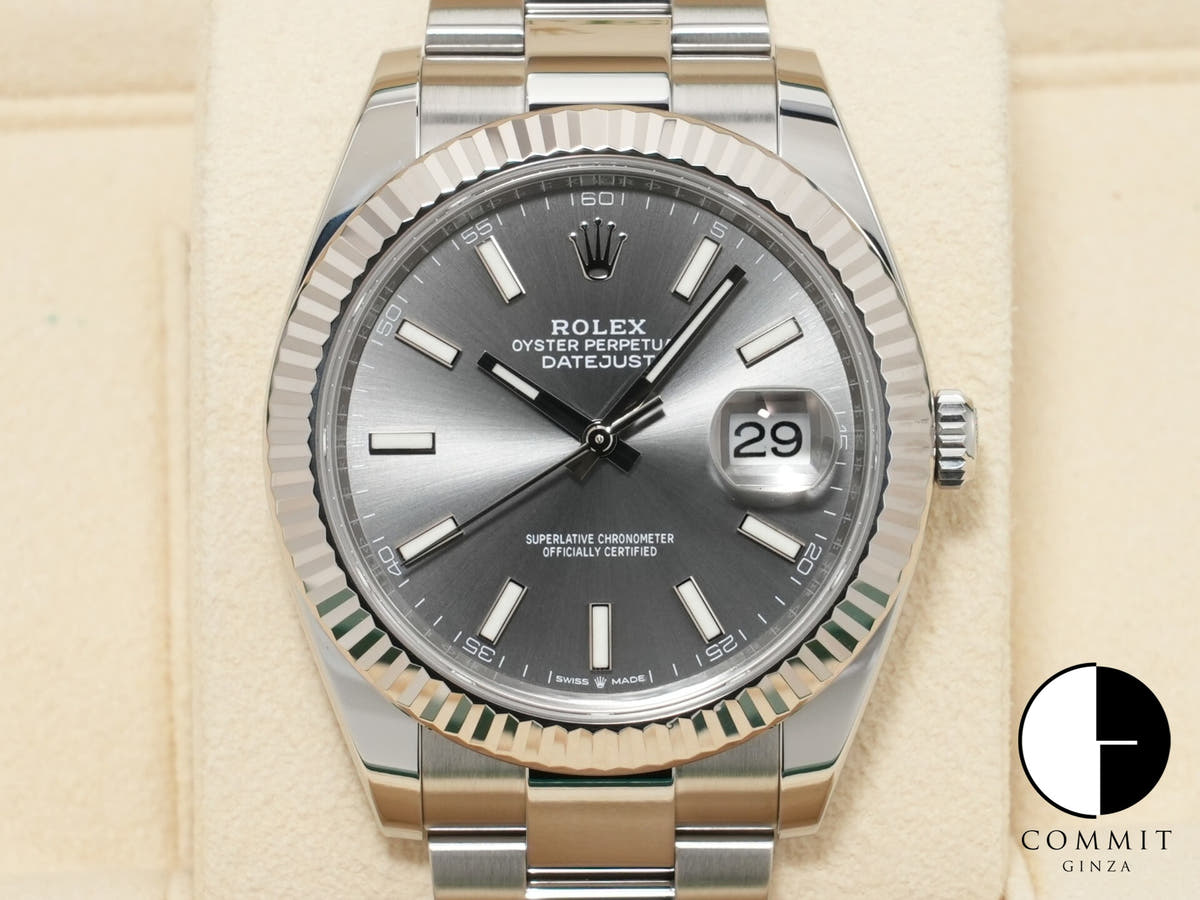 ROLEX Datejust 41 Ref.126334 Stainless Steel/White Gold Slate Dial Oyster Bracelet Excellent Used 6yfsnwvu