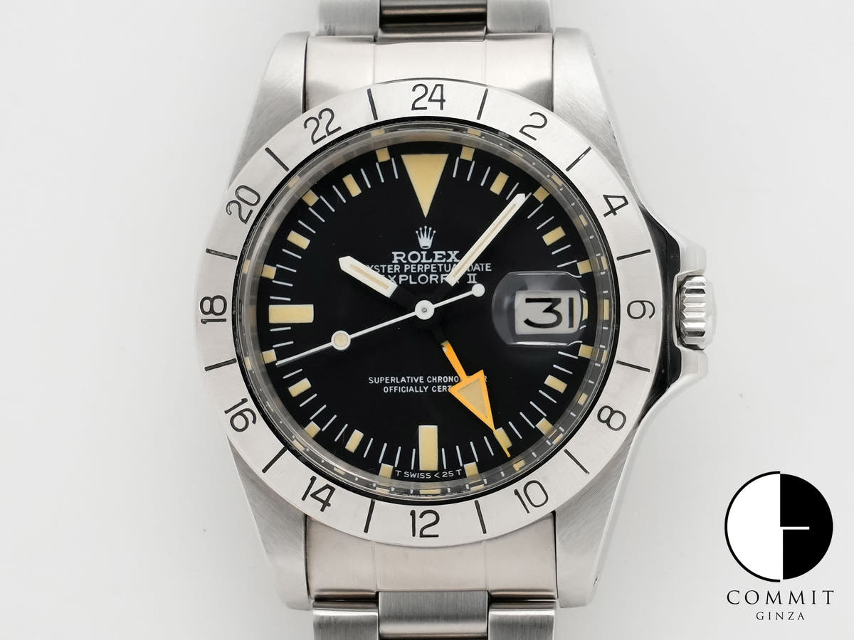 ロレックス エクスプローラーII Ref.1655 ステンレススチール ブラック文字盤 オイスターブレスレット 中古 apa58pym