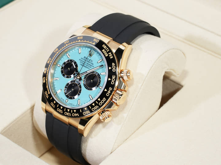 Rolex Daytona Ref. 126518LN Yellow Gold Turquoise Blue Dial Unused t4zxs9t3