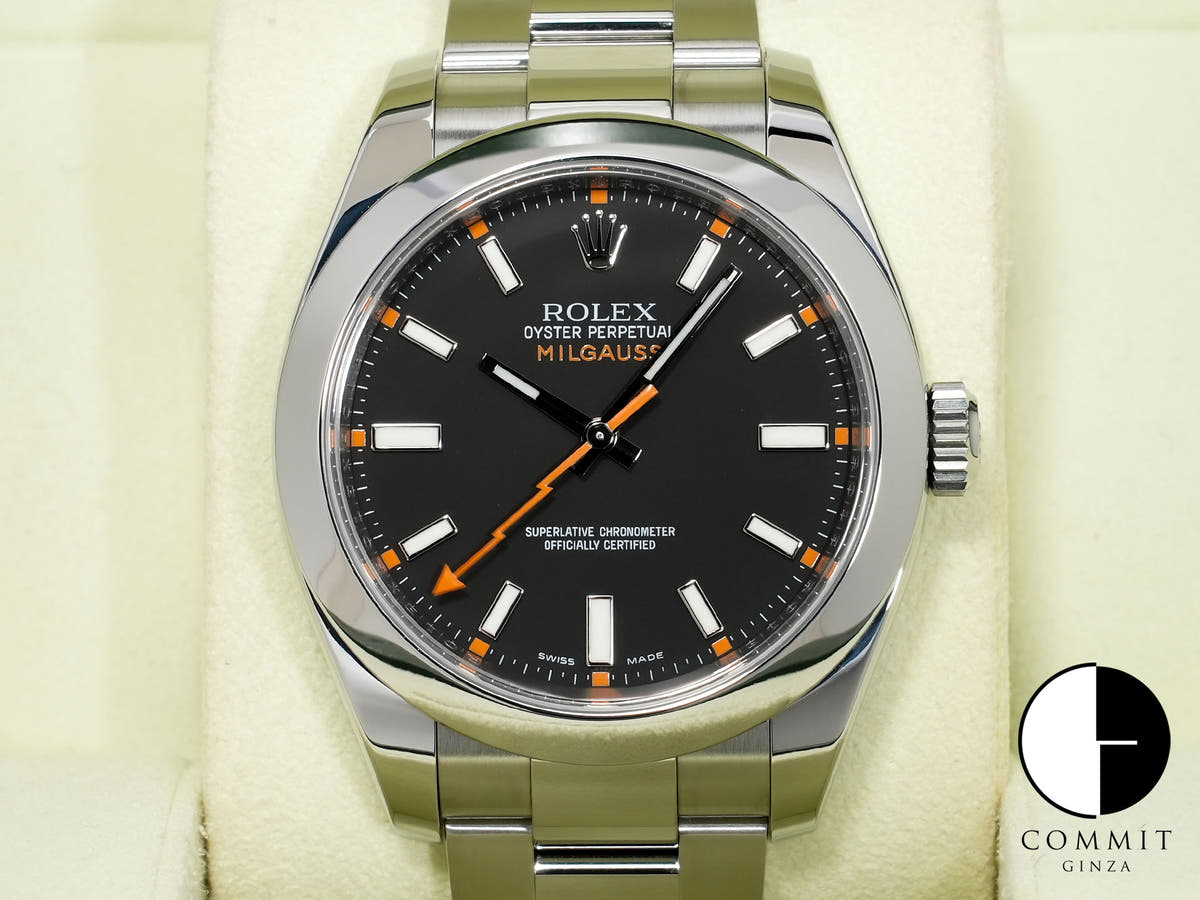 ロレックス ミルガウス Ref.116400 ステンレススチール ブラック文字盤 美品 po57s4bd