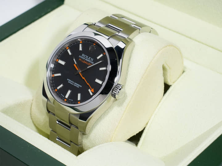 ロレックス ミルガウス Ref.116400 ステンレススチール ブラック文字盤 美品 po57s4bd