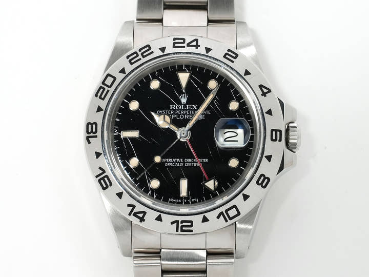 ロレックス エクスプローラーII Ref.16550 ステンレススチール ブラック文字盤 オイスターブレスレット 中古 gmo2h9gv