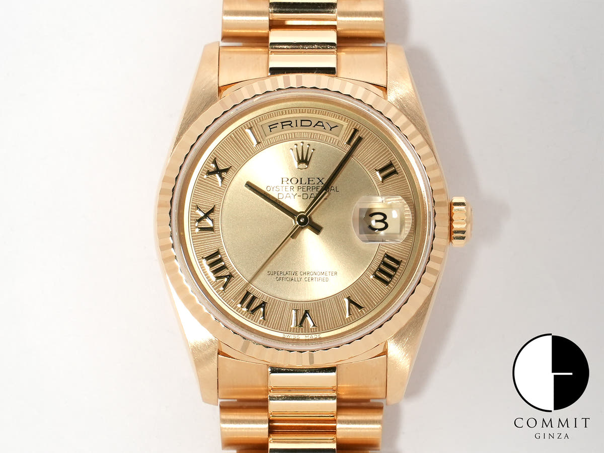ROLEX Day-Date 36 Ref.18238 Yellow Gold Champagne Gold Dial Used Excellent Condition bjcs7kh5