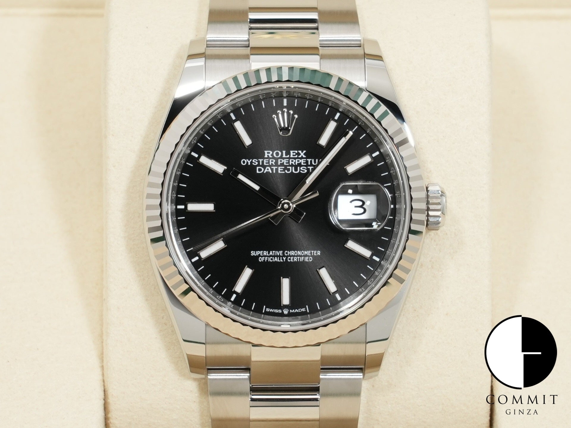 ロレックス デイトジャスト36 Ref.126234 ステンレススチール/ホワイトゴールド ブラック文字盤 オイスターブレスレット 未使用 7295vfht