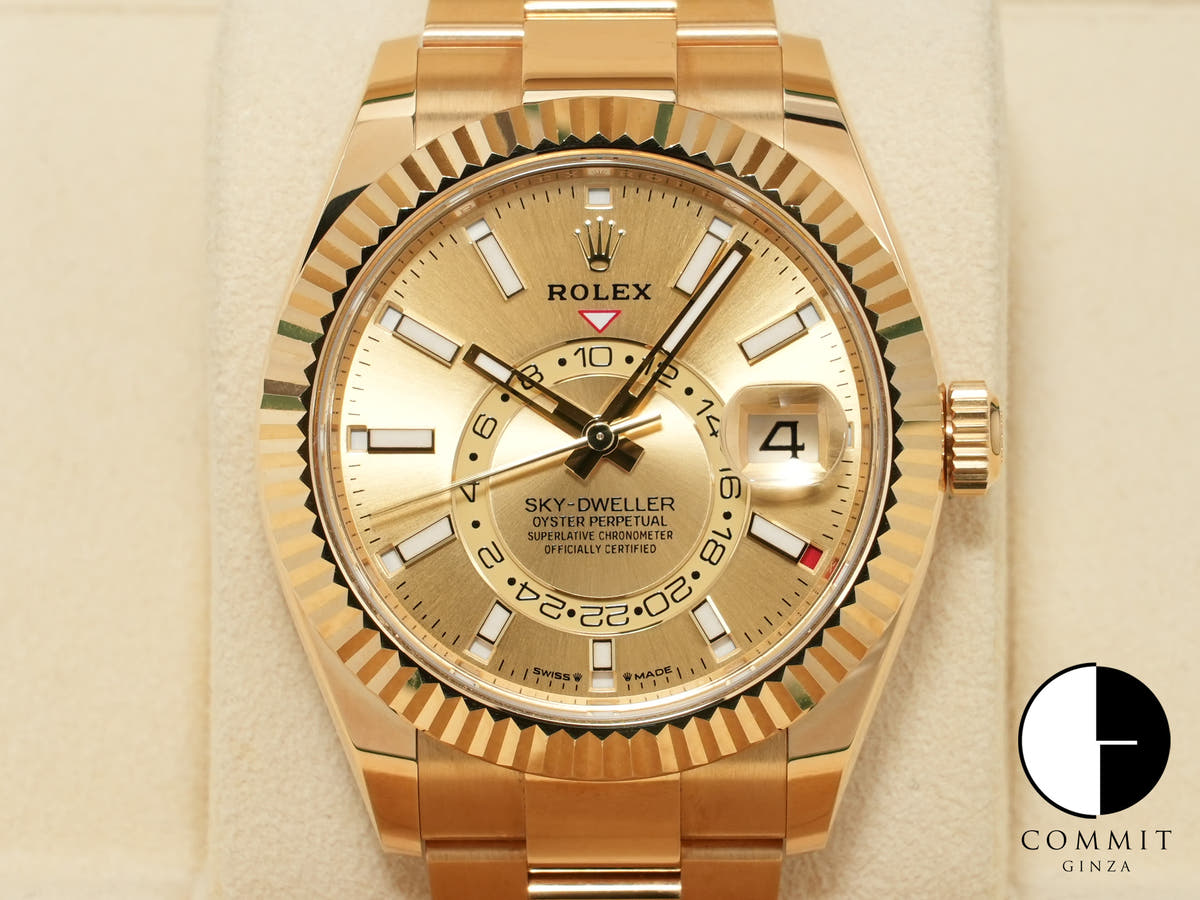 Rolex Sky-Dweller Ref. 336938 Yellow Gold Champagne Dial Pre-owned 86su5imy