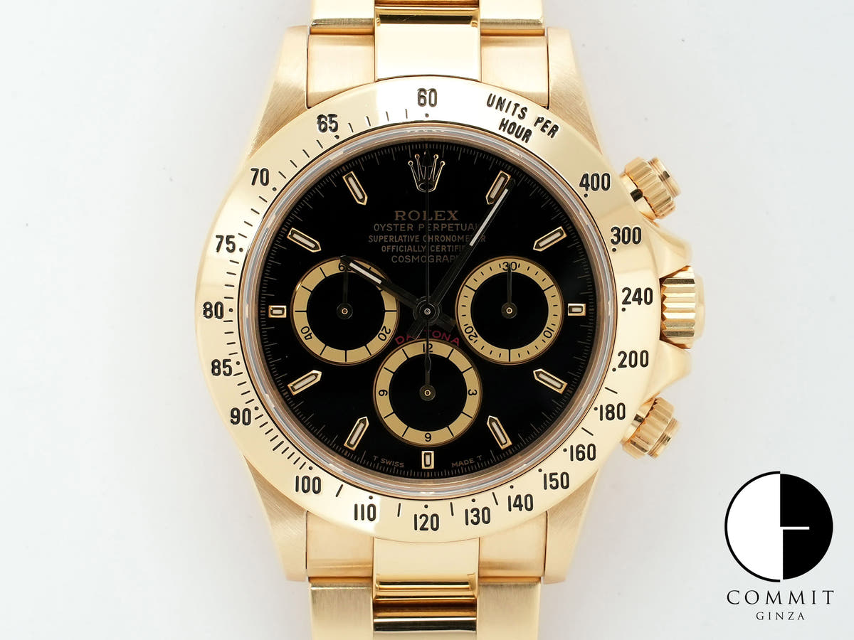 ROLEX Daytona El Primero Ref. 16528 Yellow Gold Black Dial Used ouoecgb3