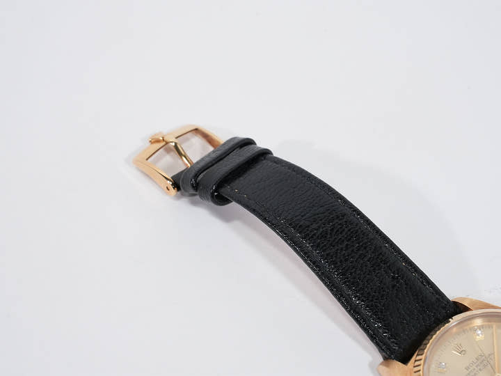 ロレックス デイトジャスト Ref.16018 イエローゴールド シャンパンx10Pダイヤ文字盤 革ベルト 美中古 rm3epohi