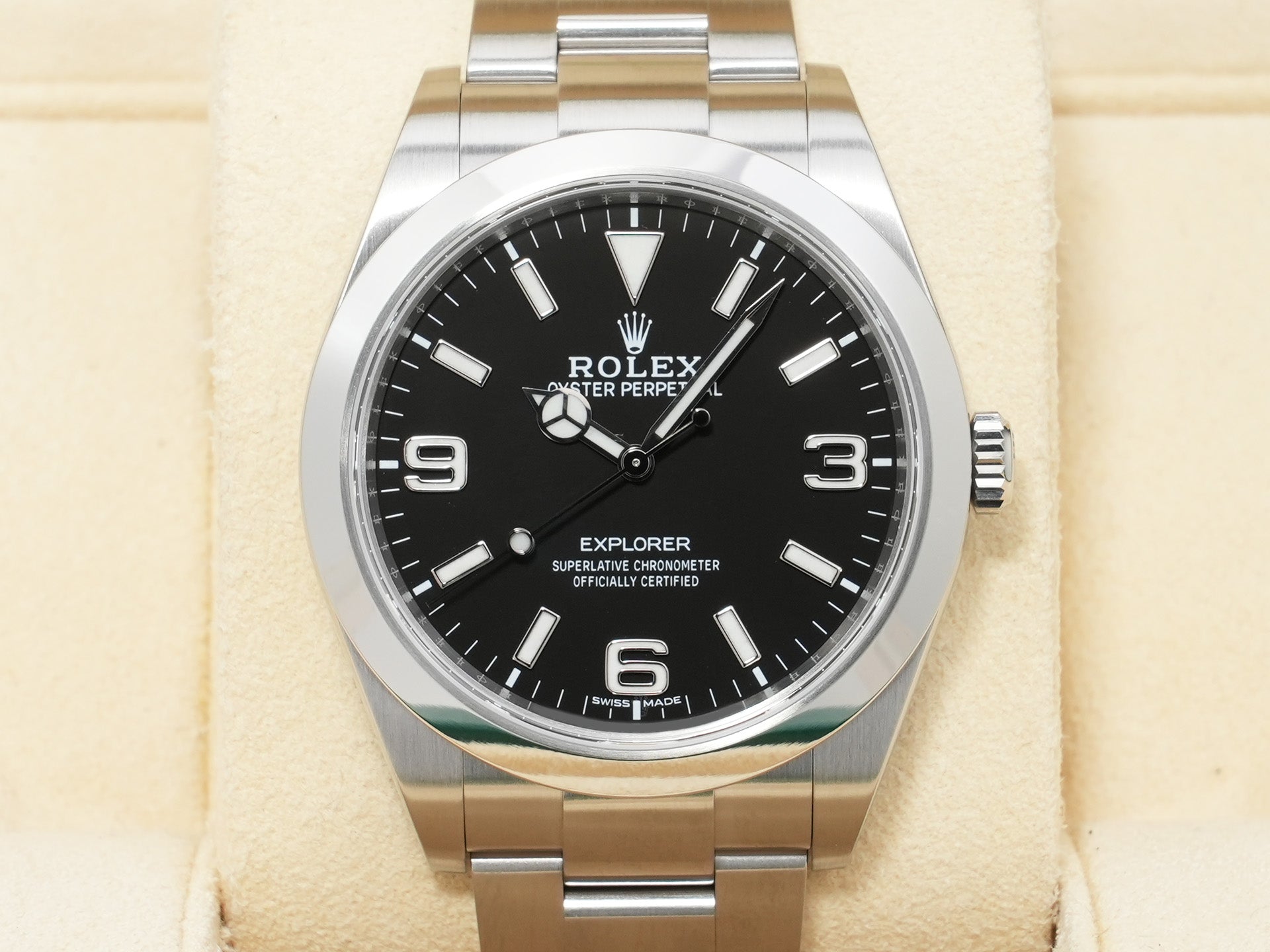 ロレックス エクスプローラーI Ref.214270 ステンレススチール ブラック文字盤 オイスターブレスレット 美品 bhywm4as