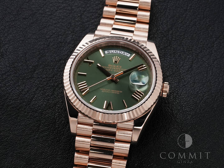 Rolex Day-Date 40 Ref.228235 Everose Gold Olive Green Dial Pre-owned Excellent Condition m7pw3qvi