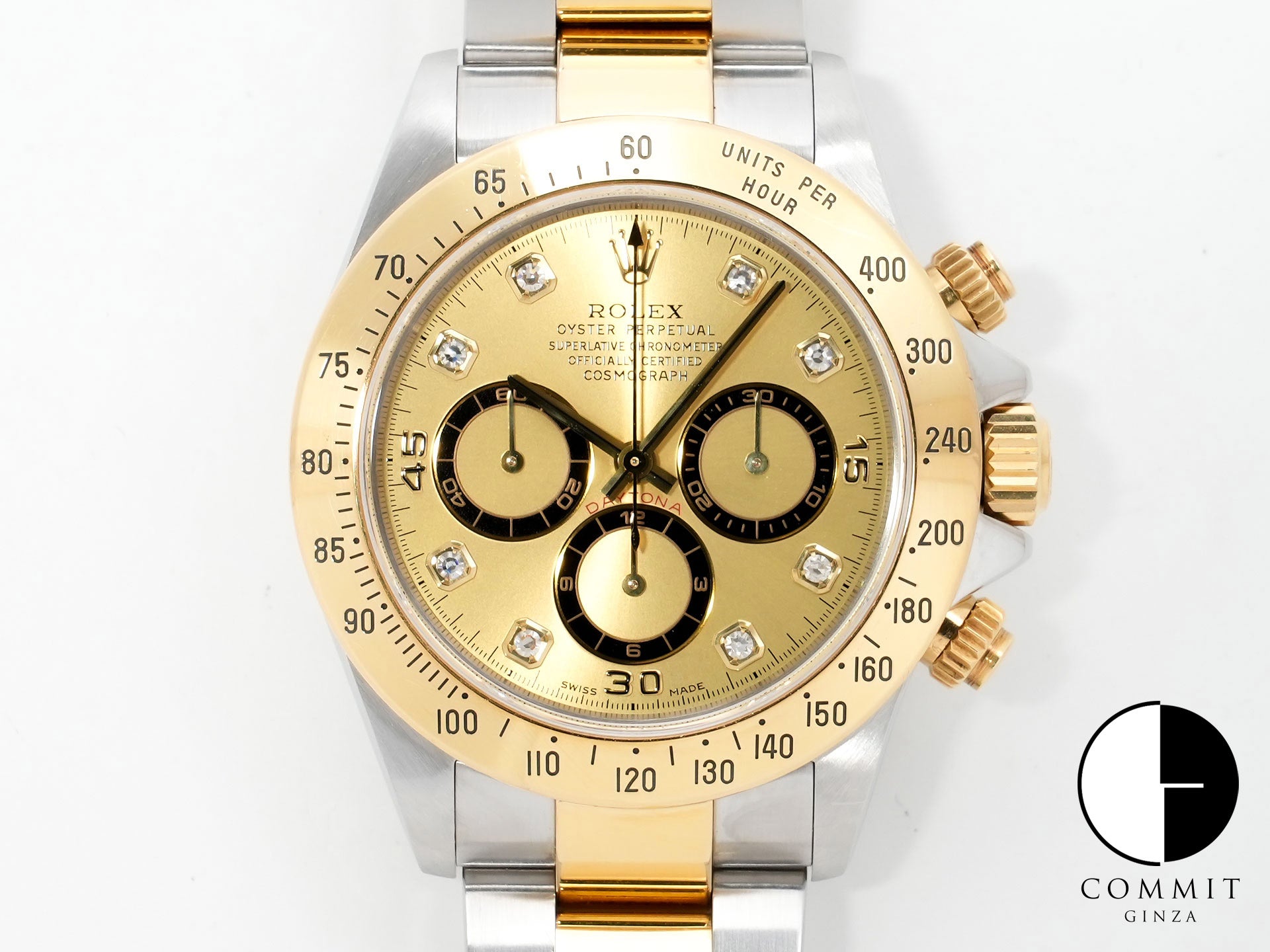 ロレックス デイトナ エルプリメロ Ref.16523G ステンレススチール/イエローゴールド シャンパン×8Pダイヤ文字盤 中古 w53hnfmn