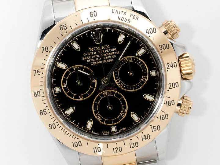 ロレックス デイトナ Ref.116523 ステンレススチール/イエローゴールド ブラック文字盤 中古 7c6iiheb